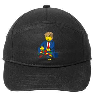 Donald Trump Building a Wall out of Toys 7-Panel Snapback Hat