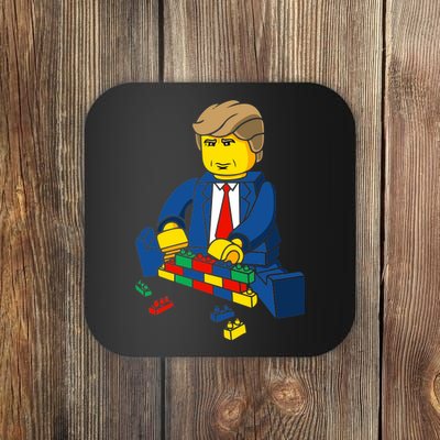 Donald Trump Building a Wall out of Toys Coaster