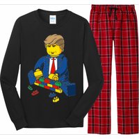 Donald Trump Building a Wall out of Toys Long Sleeve Pajama Set