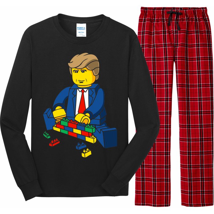 Donald Trump Building a Wall out of Toys Long Sleeve Pajama Set