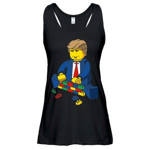 Donald Trump Building a Wall out of Toys Ladies Essential Flowy Tank