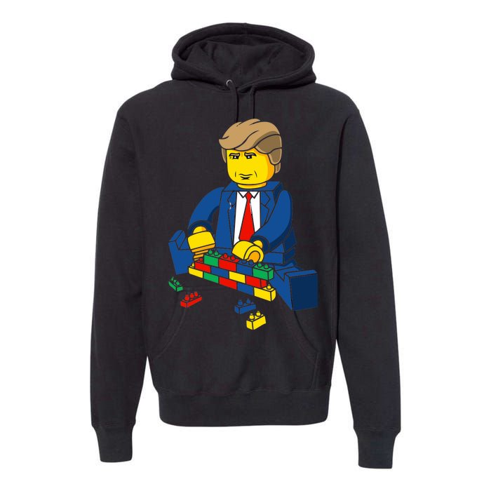 Donald Trump Building a Wall out of Toys Premium Hoodie