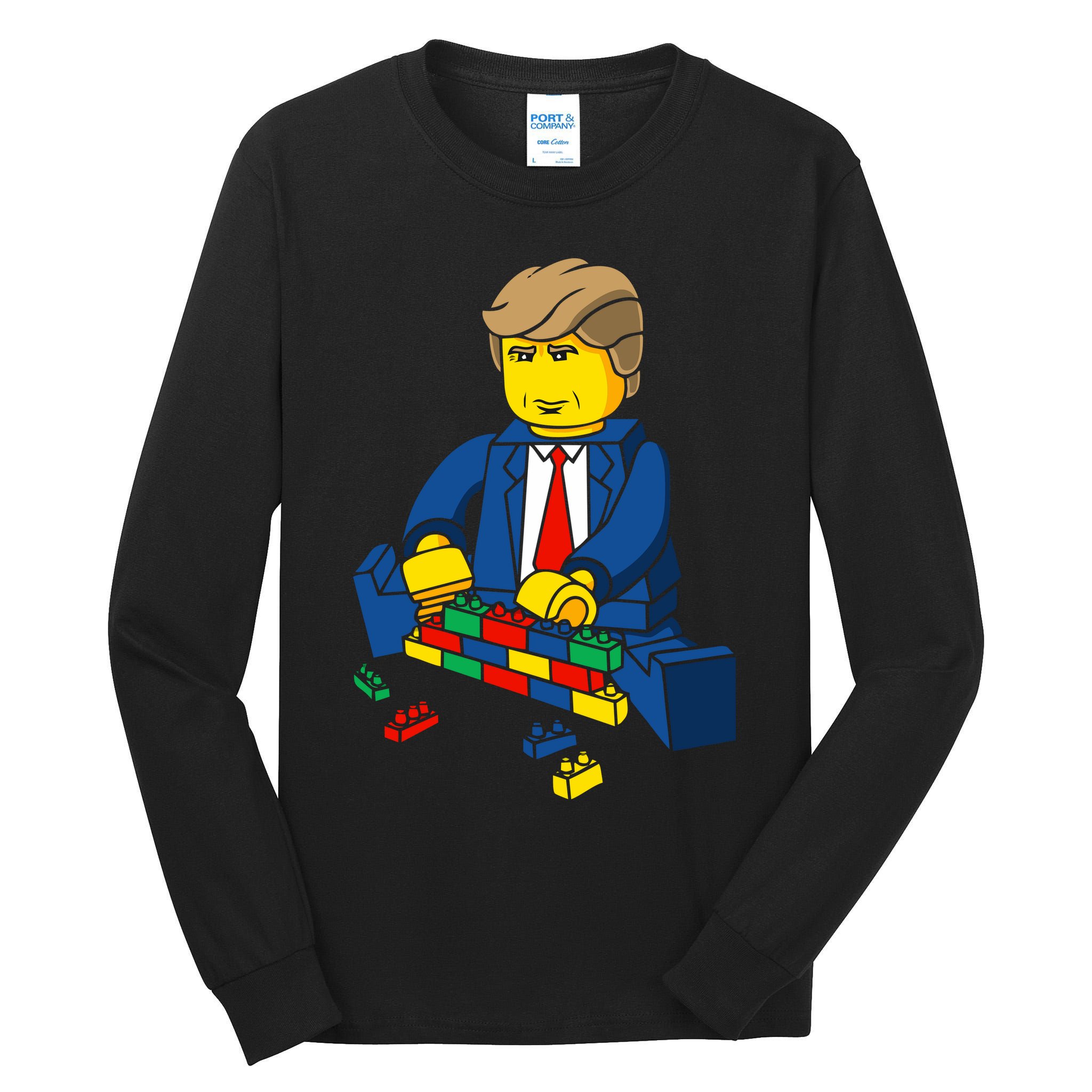 Donald Trump Building a Wall out of Toys Tall Long Sleeve T-Shirt