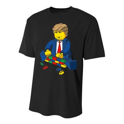 Donald Trump Building a Wall out of Toys Youth Performance Sprint T-Shirt