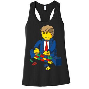 Donald Trump Building a Wall out of Toys Women's Racerback Tank