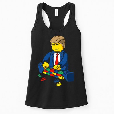 Donald Trump Building a Wall out of Toys Womens Tank Top