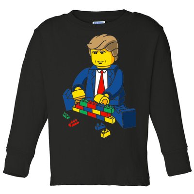 Donald Trump Building a Wall out of Toys Toddler Long Sleeve Shirt