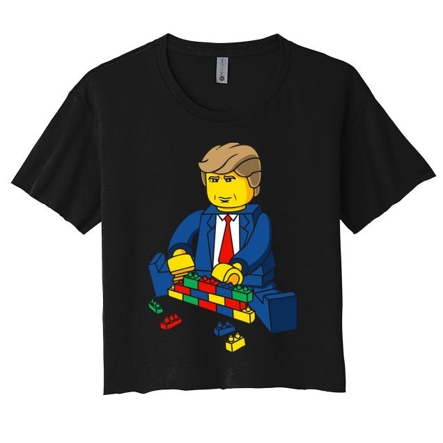 Donald Trump Building a Wall out of Toys Crop Top