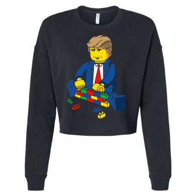 Donald Trump Building a Wall out of Toys Cropped Pullover Crew