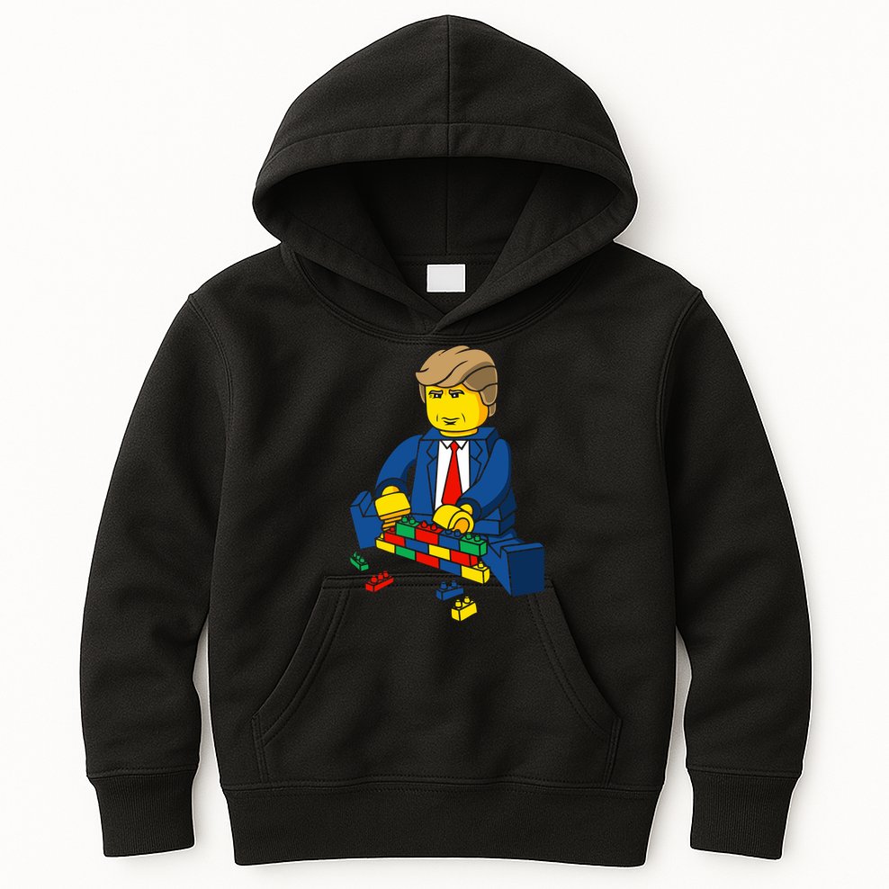 Donald Trump Building a Wall out of Toys Kids Hoodie