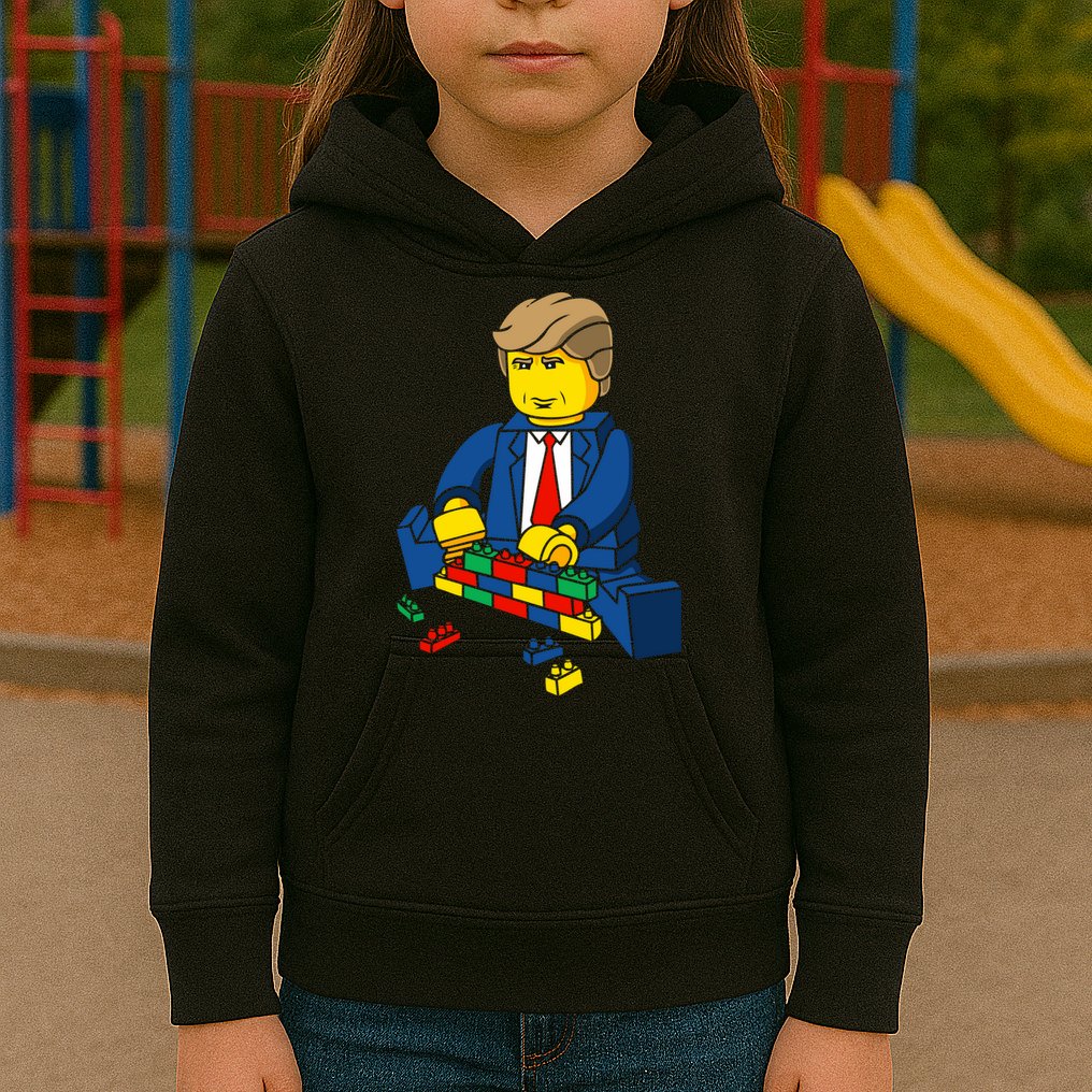 Donald Trump Building a Wall out of Toys Kids Hoodie