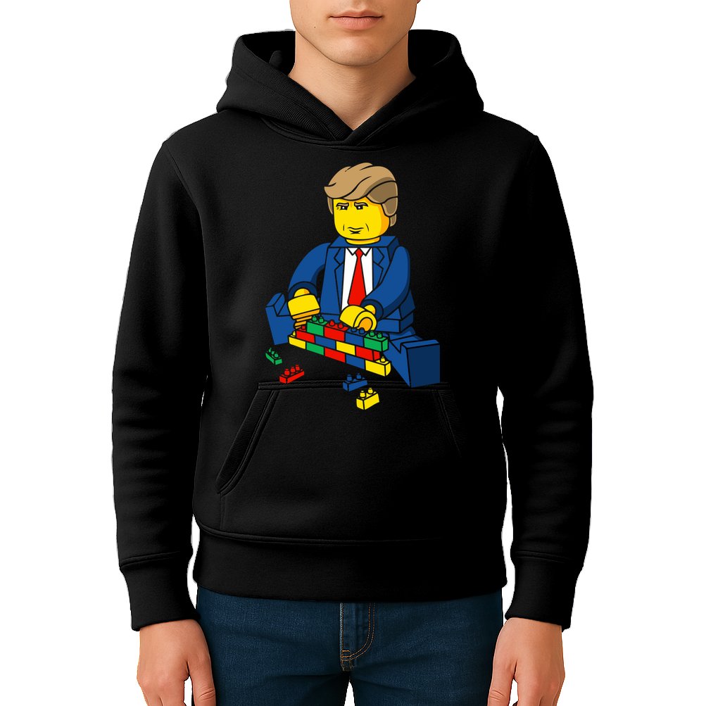 Donald Trump Building a Wall out of Toys Kids Hoodie