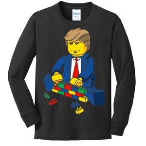 Donald Trump Building a Wall out of Toys Kids Long Sleeve Shirt