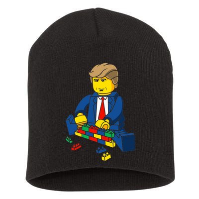 Donald Trump Building a Wall out of Toys Short Acrylic Beanie