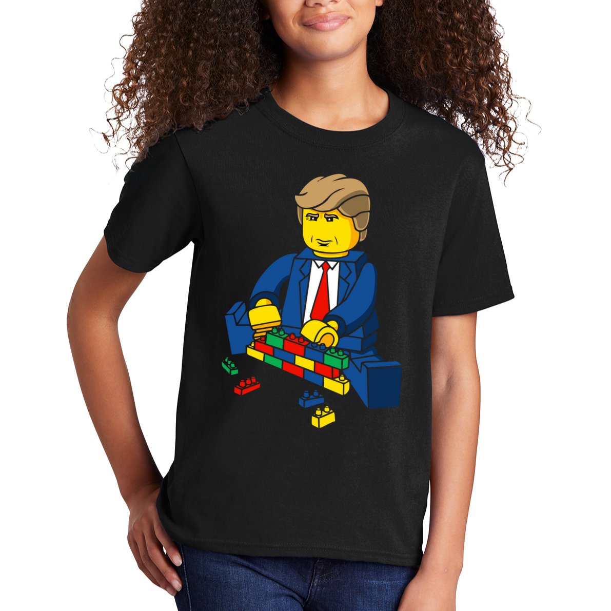 Donald Trump Building a Wall out of Toys Kids T-Shirt