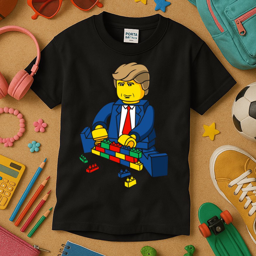 Donald Trump Building a Wall out of Toys Kids T-Shirt