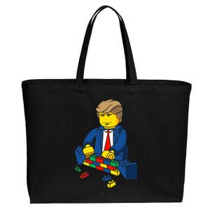 Donald Trump Building a Wall out of Toys Cotton Canvas Jumbo Tote