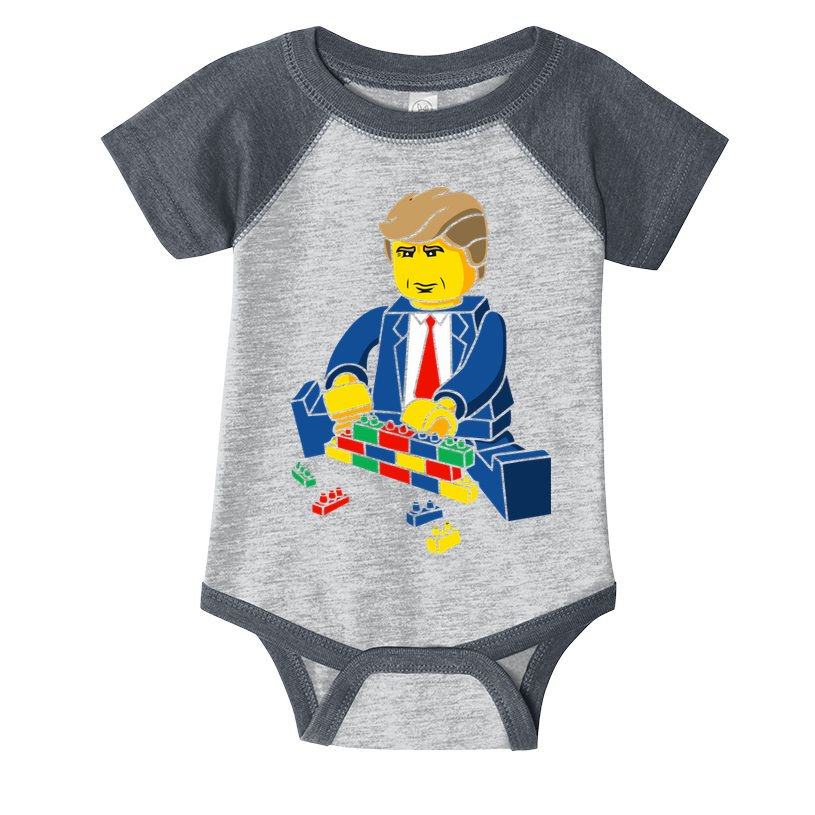 Donald Trump Building a Wall out of Toys Infant Baby Jersey Bodysuit