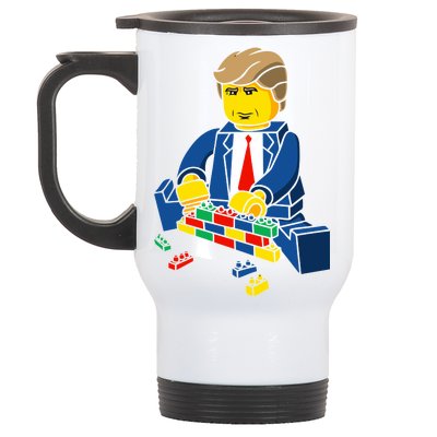 Donald Trump Building a Wall out of Toys Stainless Steel Travel Mug