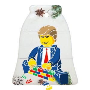 Donald Trump Building a Wall out of Toys Ceramic Bell Ornament