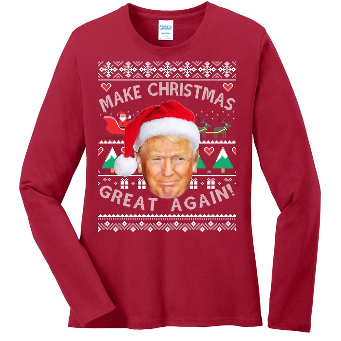 Donald Trump Christmas Ladies Long Sleeve Shirt