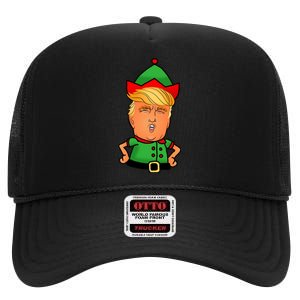 Donald Trump Christmas Elf High Crown Mesh Back Trucker Hat