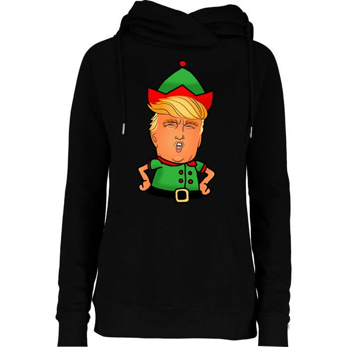 Donald Trump Christmas Elf Womens Funnel Neck Pullover Hood