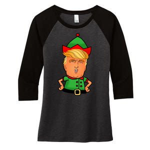 Donald Trump Christmas Elf Women's Tri-Blend 3/4-Sleeve Raglan Shirt