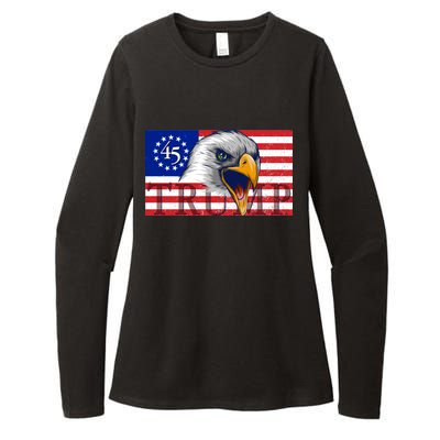 Donald Trump Eagle Betsy Ross Flag Womens CVC Long Sleeve Shirt