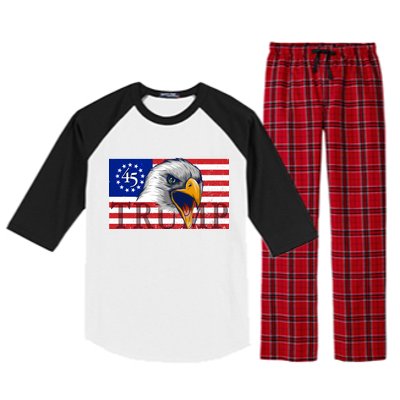 Donald Trump Eagle Betsy Ross Flag Raglan Sleeve Pajama Set