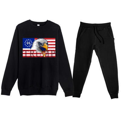 Donald Trump Eagle Betsy Ross Flag Premium Crewneck Sweatsuit Set