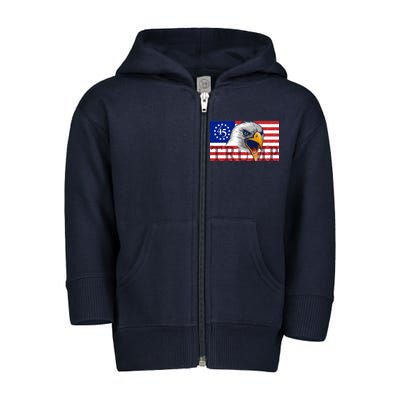 Donald Trump Eagle Betsy Ross Flag Toddler Zip Fleece Hoodie