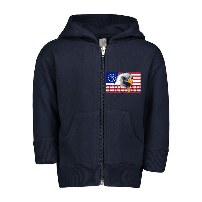 Donald Trump Eagle Betsy Ross Flag Toddler Zip Fleece Hoodie