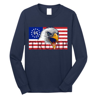 Donald Trump Eagle Betsy Ross Flag Long Sleeve Shirt