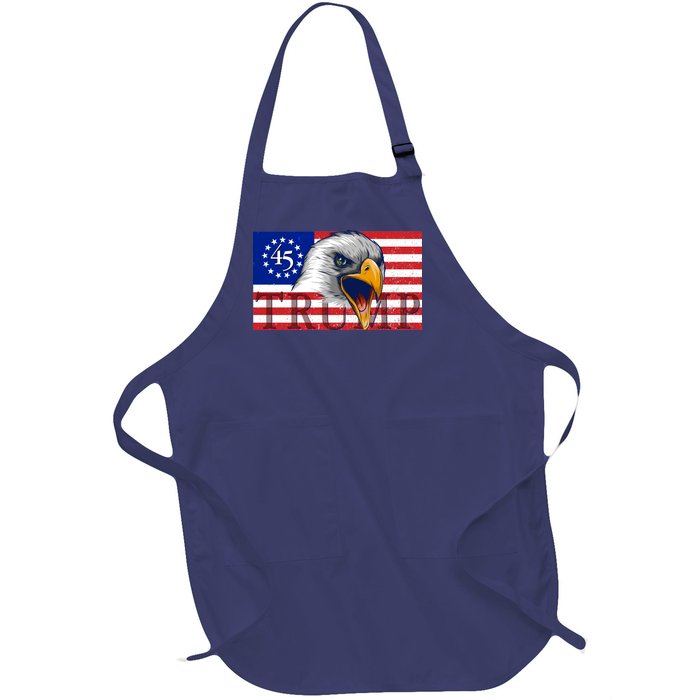 Donald Trump Eagle Betsy Ross Flag Full-Length Apron With Pockets