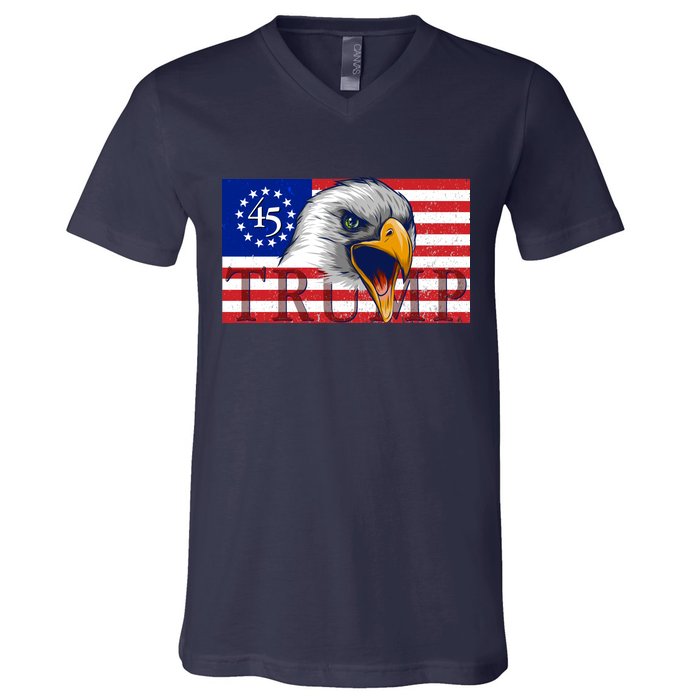 Donald Trump Eagle Betsy Ross Flag V-Neck T-Shirt