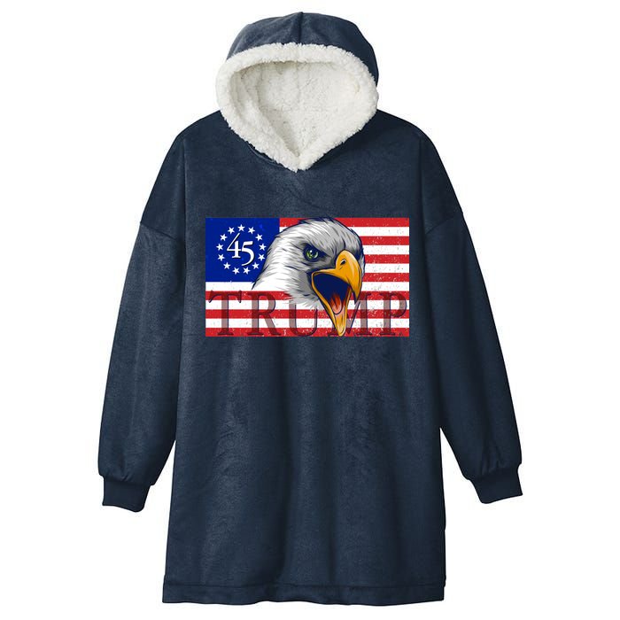 Donald Trump Eagle Betsy Ross Flag Hooded Wearable Blanket