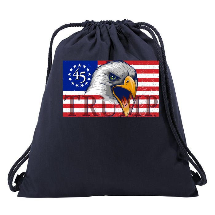 Donald Trump Eagle Betsy Ross Flag Drawstring Bag