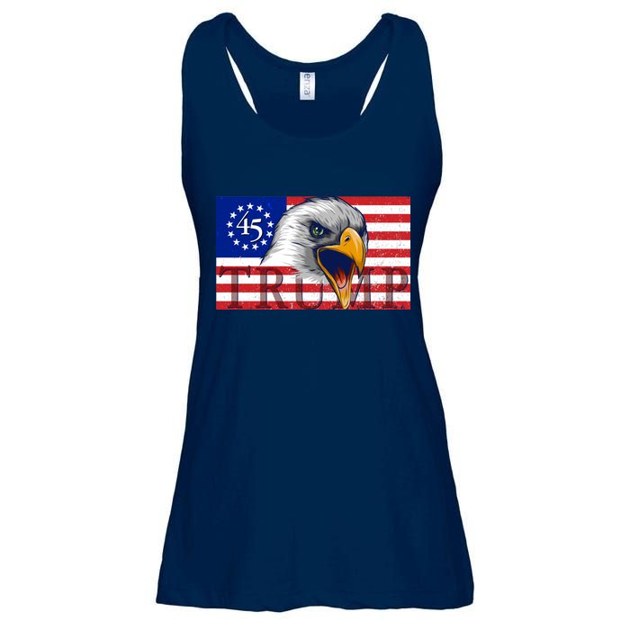 Donald Trump Eagle Betsy Ross Flag Ladies Essential Flowy Tank