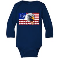 Donald Trump Eagle Betsy Ross Flag Baby Long Sleeve Bodysuit