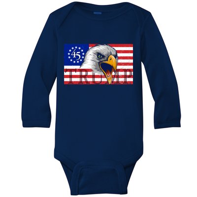 Donald Trump Eagle Betsy Ross Flag Baby Long Sleeve Bodysuit