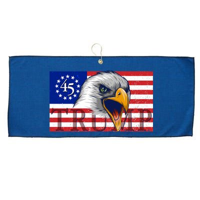 Donald Trump Eagle Betsy Ross Flag Large Microfiber Waffle Golf Towel