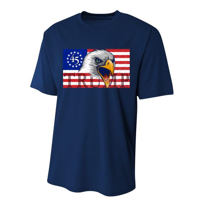 Donald Trump Eagle Betsy Ross Flag Performance Sprint T-Shirt