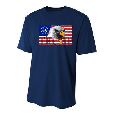 Donald Trump Eagle Betsy Ross Flag Youth Performance Sprint T-Shirt