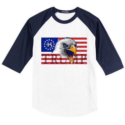 Donald Trump Eagle Betsy Ross Flag Baseball Sleeve Shirt