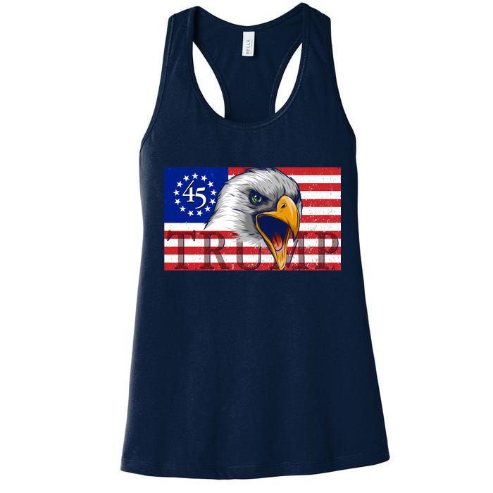 Donald Trump Eagle Betsy Ross Flag Women's Racerback Tank