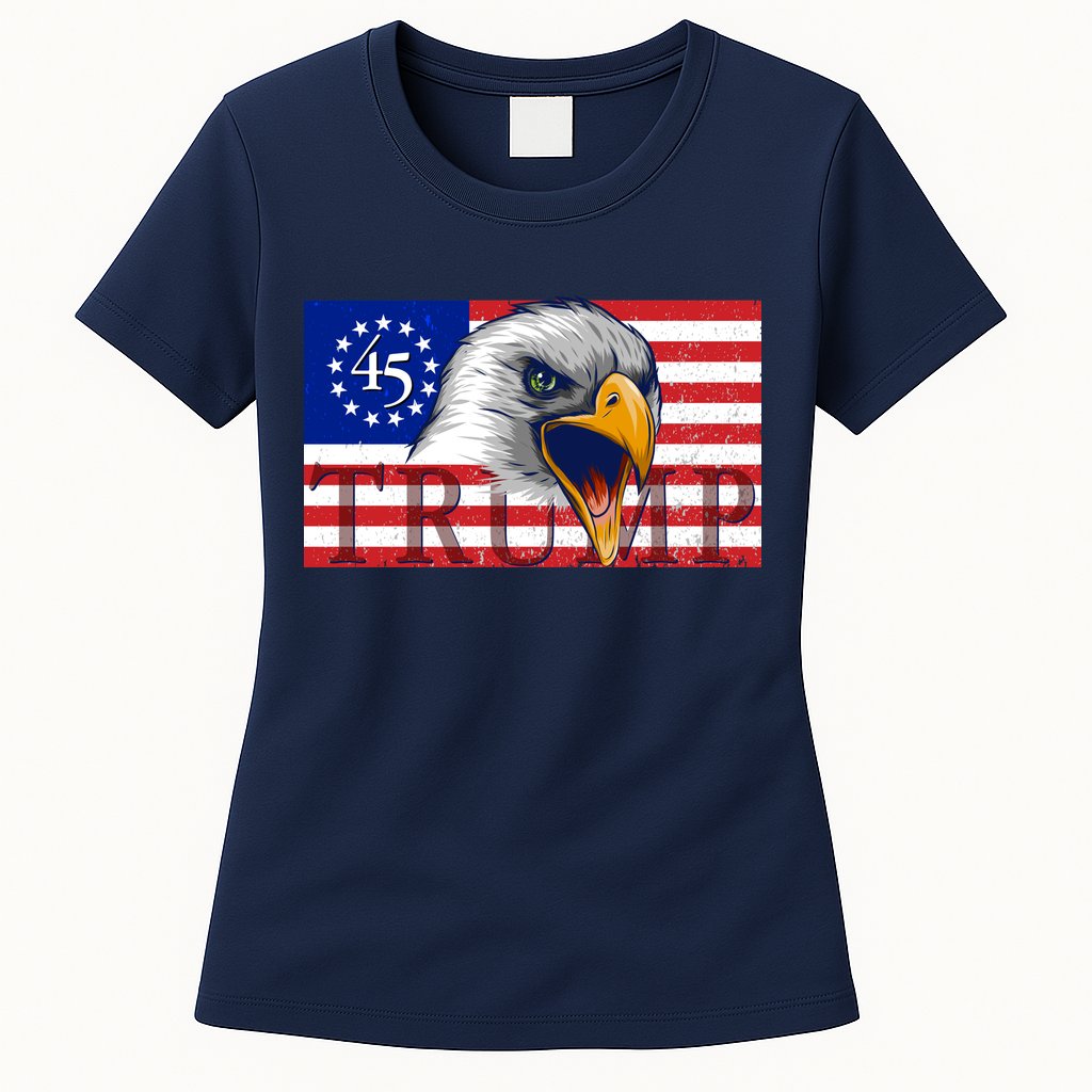 Donald Trump Eagle Betsy Ross Flag Womens T-Shirt