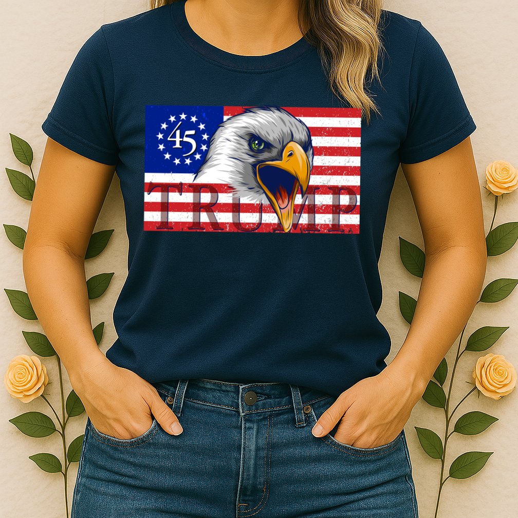 Donald Trump Eagle Betsy Ross Flag Womens T-Shirt