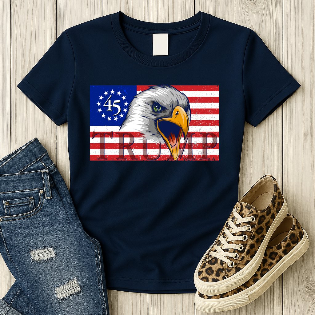 Donald Trump Eagle Betsy Ross Flag Womens T-Shirt