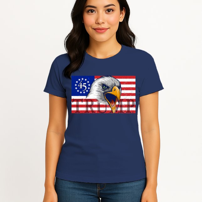 Donald Trump Eagle Betsy Ross Flag Womens T-Shirt